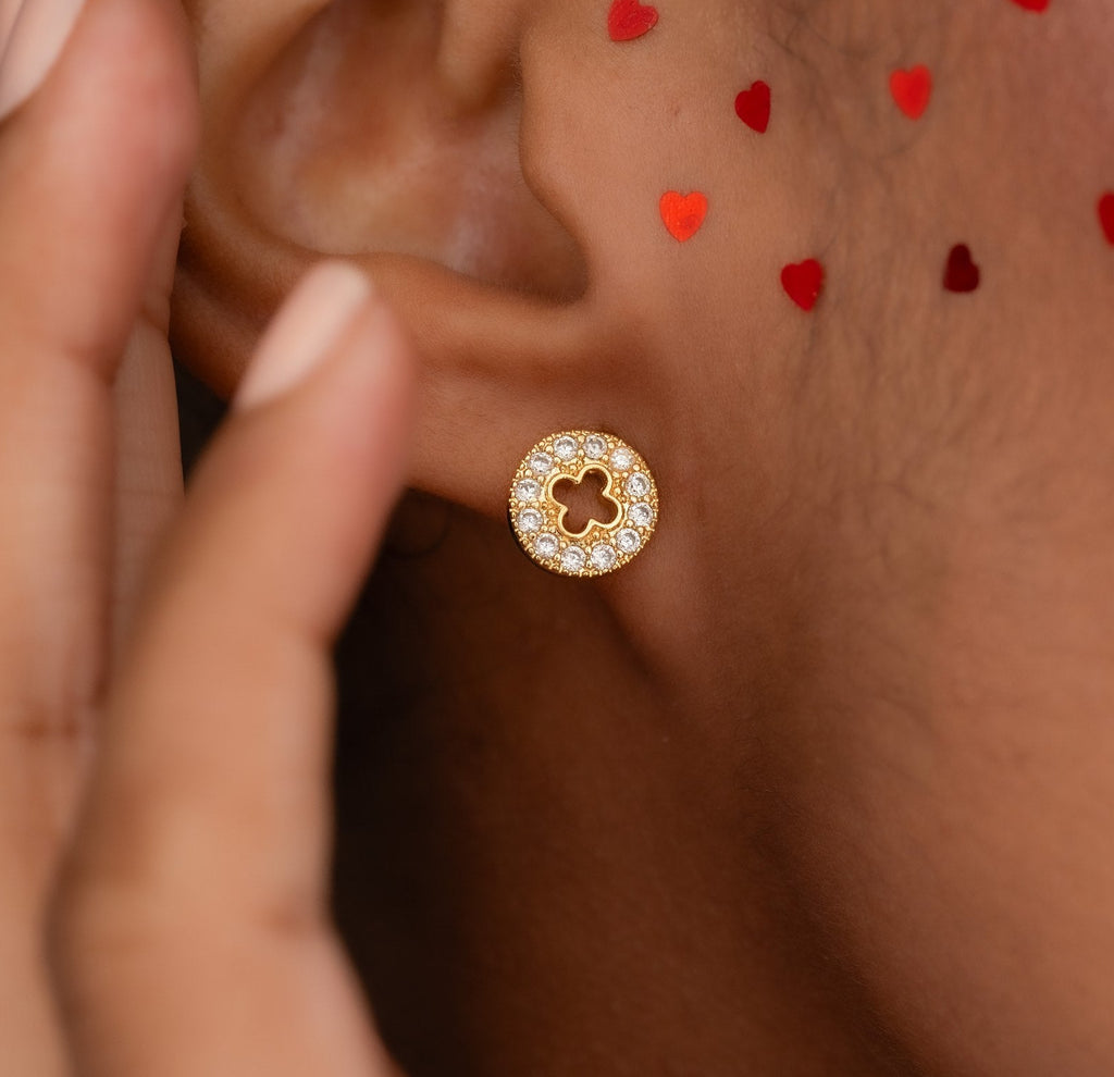 Arete clover redondo circonias 1cm